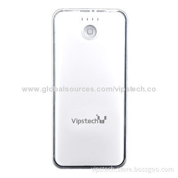 6,000mAh MP3 Player Charger, Li-polymer Battery, Transparent Crystal Design, High-efficiency Torch